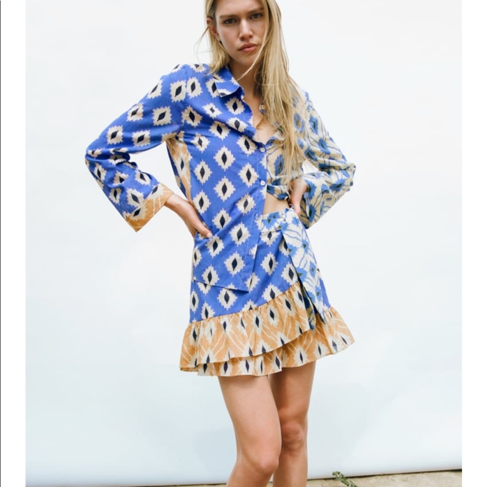 Zara printed skirt and shirt matching set